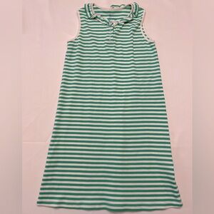 Classic Prep Pima Cotton Ruffle Neck Striped Dress